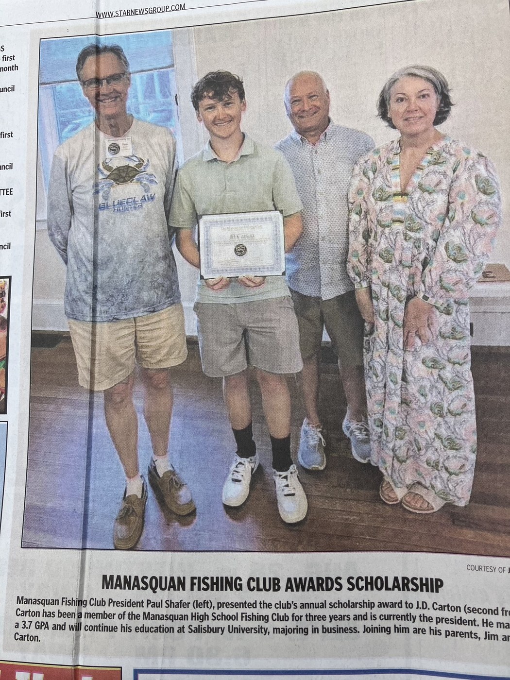 J.D. Carton — club scholarship award J.D. Carton — club scholarship award