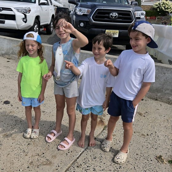 Young anglers with a fluke