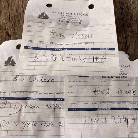 Official weigh-in slips